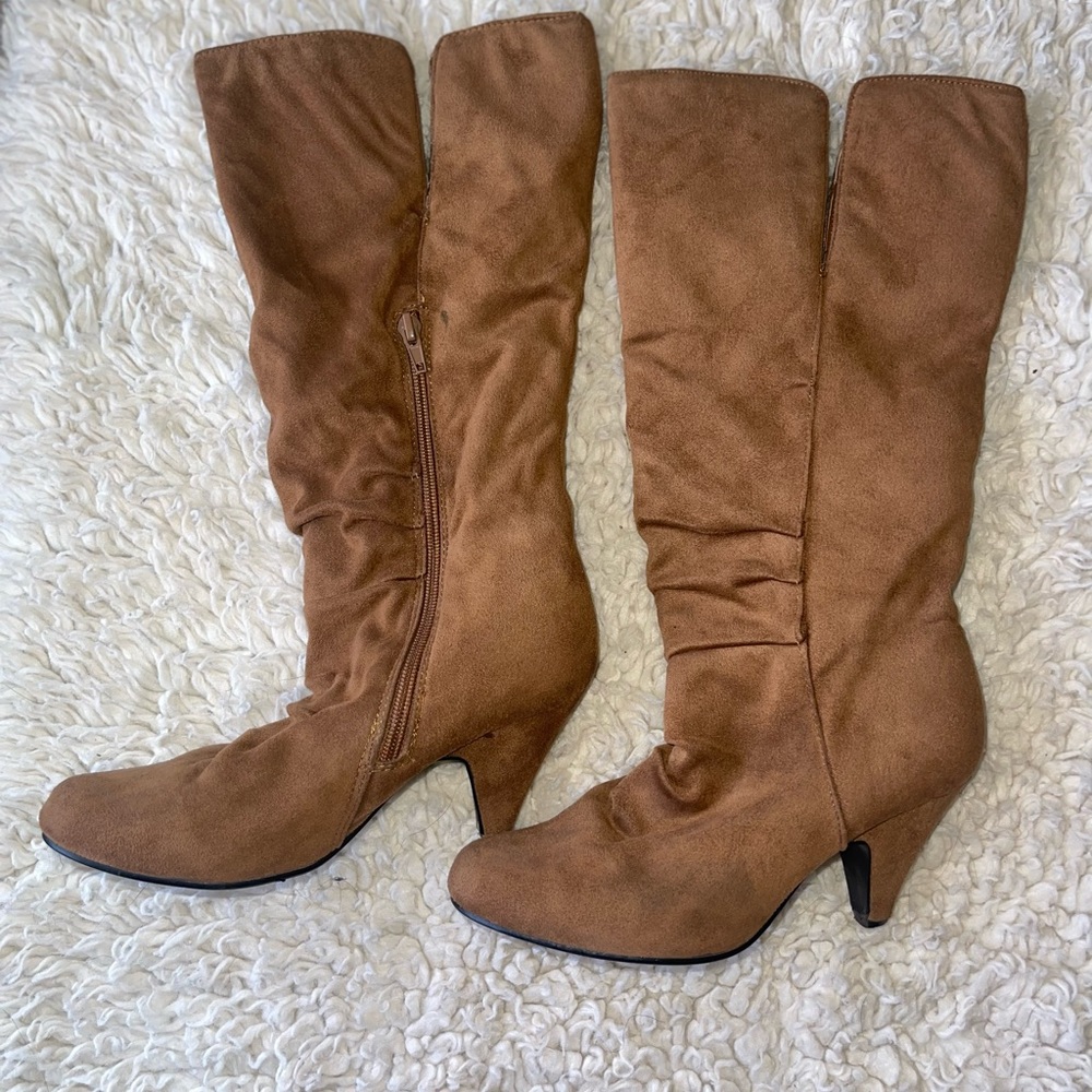 Brown, suede, heel boots- size 6- great condition